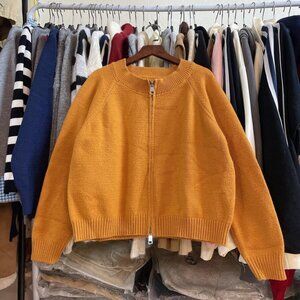 Mustard Yellow Cozy Knit Zip Up Sweater